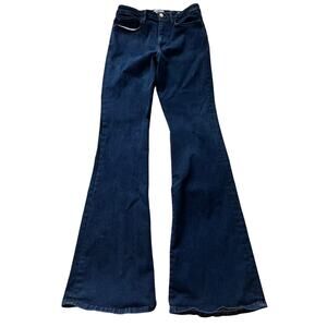 FRAME Le One Flare Dark Wash Stretch Jeans Size 2 Long Inseam 34